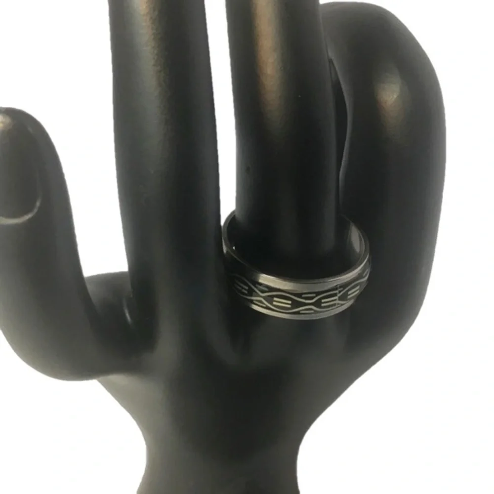 SILVER‎ TONE MARBLE MEN’S RING